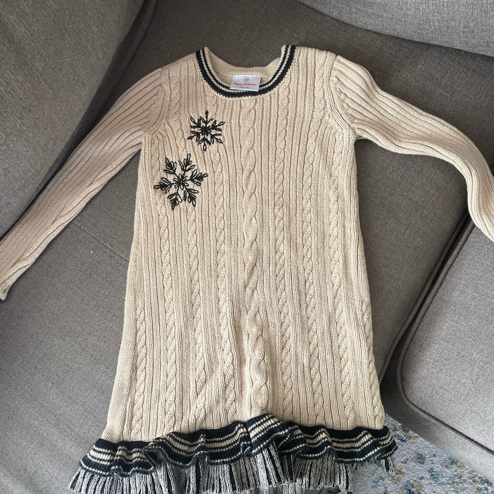 Hanna Andersson Cream Knit Dress with Black Accents